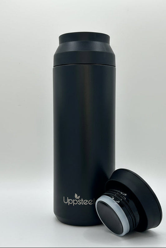 RVS Koffie- & Theebeker 500 ml – Zwart | Met 2 Deksels