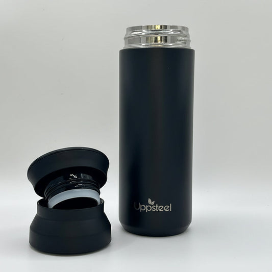 RVS Koffie- & Theebeker 500 ml – Zwart | Met 2 Deksels