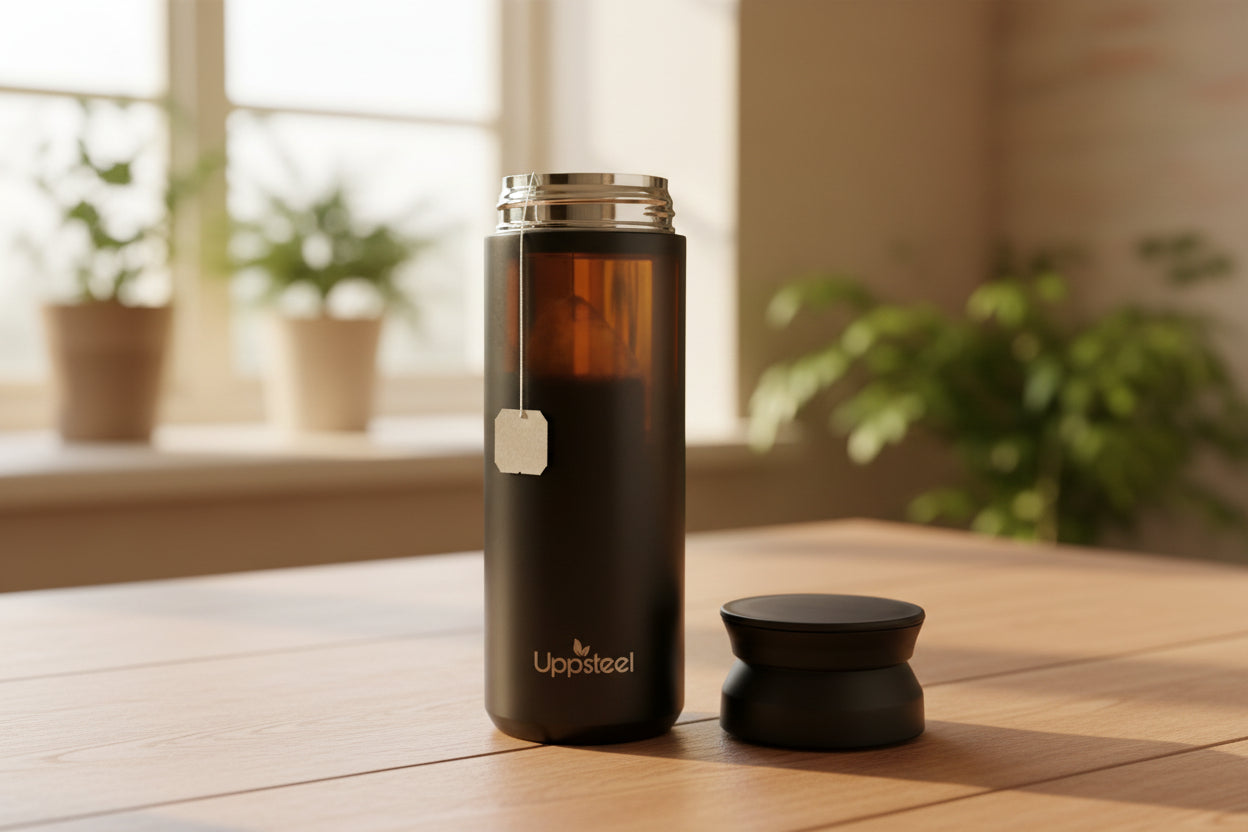 RVS Koffie- & Theebeker 500 ml – Zwart | Met 2 Deksels