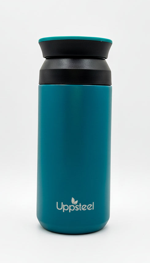 RVS Koffie- & Theebeker 350 ml – Blauw Turkoois | Met 2 Deksels