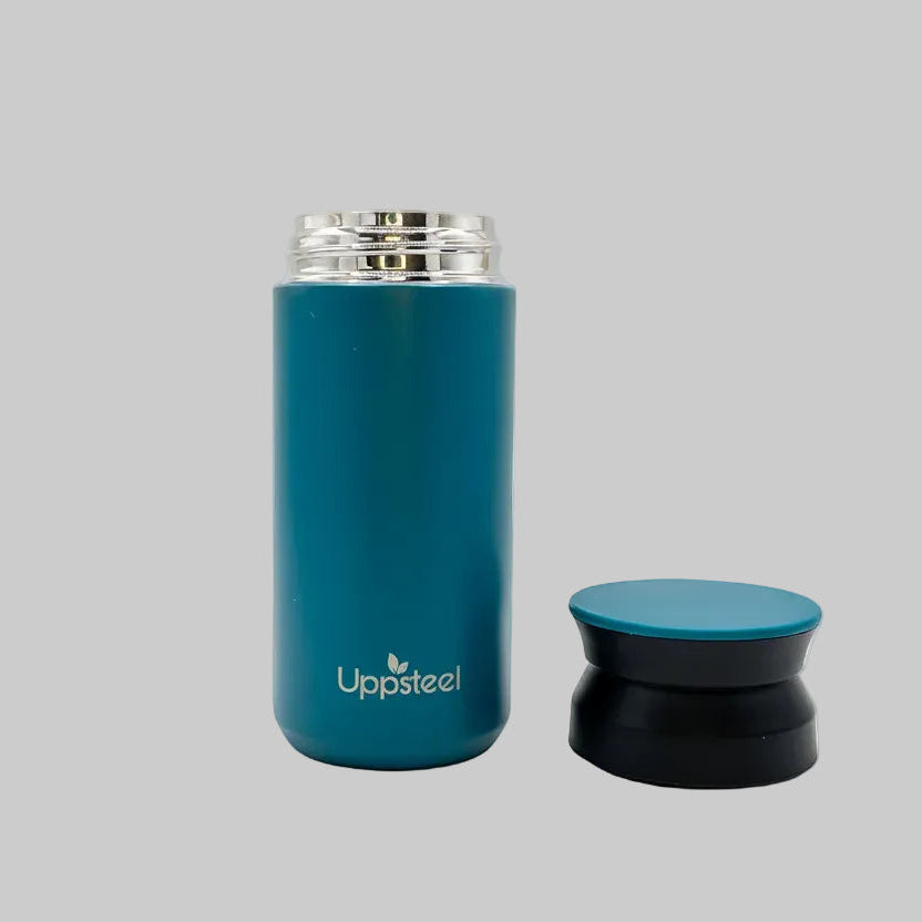 RVS Koffie- & Theebeker 350 ml – Blauw Turkoois | Met 2 Deksels